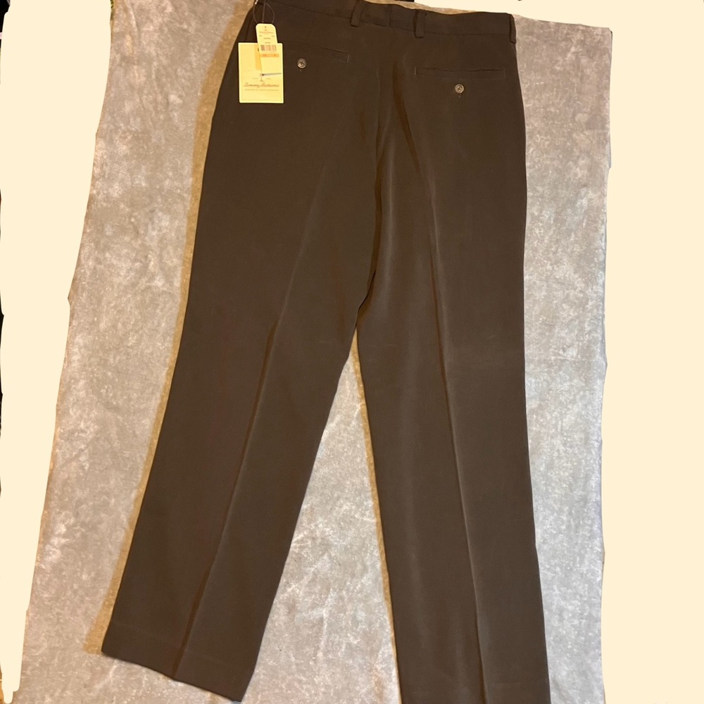 NWT Tommy Bahama‎ Silk Bronson Dress Pants 33x41 Trousers Dark Pebble Pleated - Picture 2 of 9